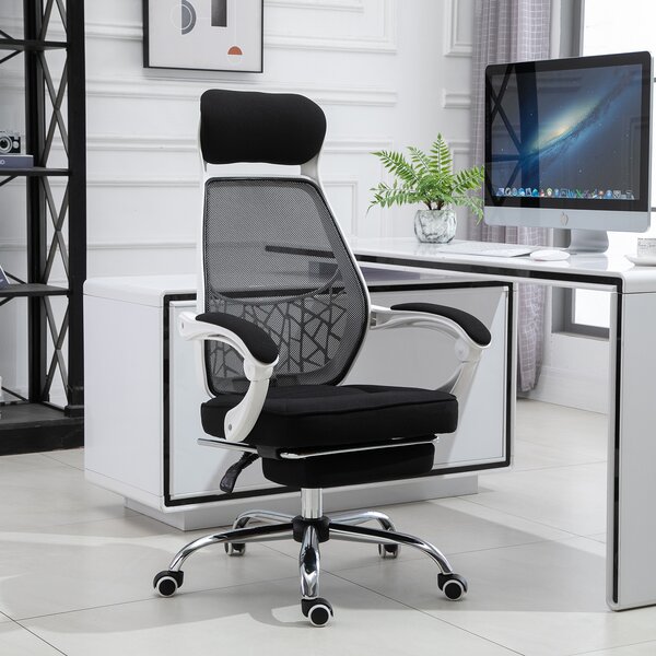 Office Chair Adjust Height Recliner with Retractable Footrest