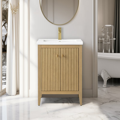 Meuble-lavabo simple pour la salle de bain avec plateau en céramique