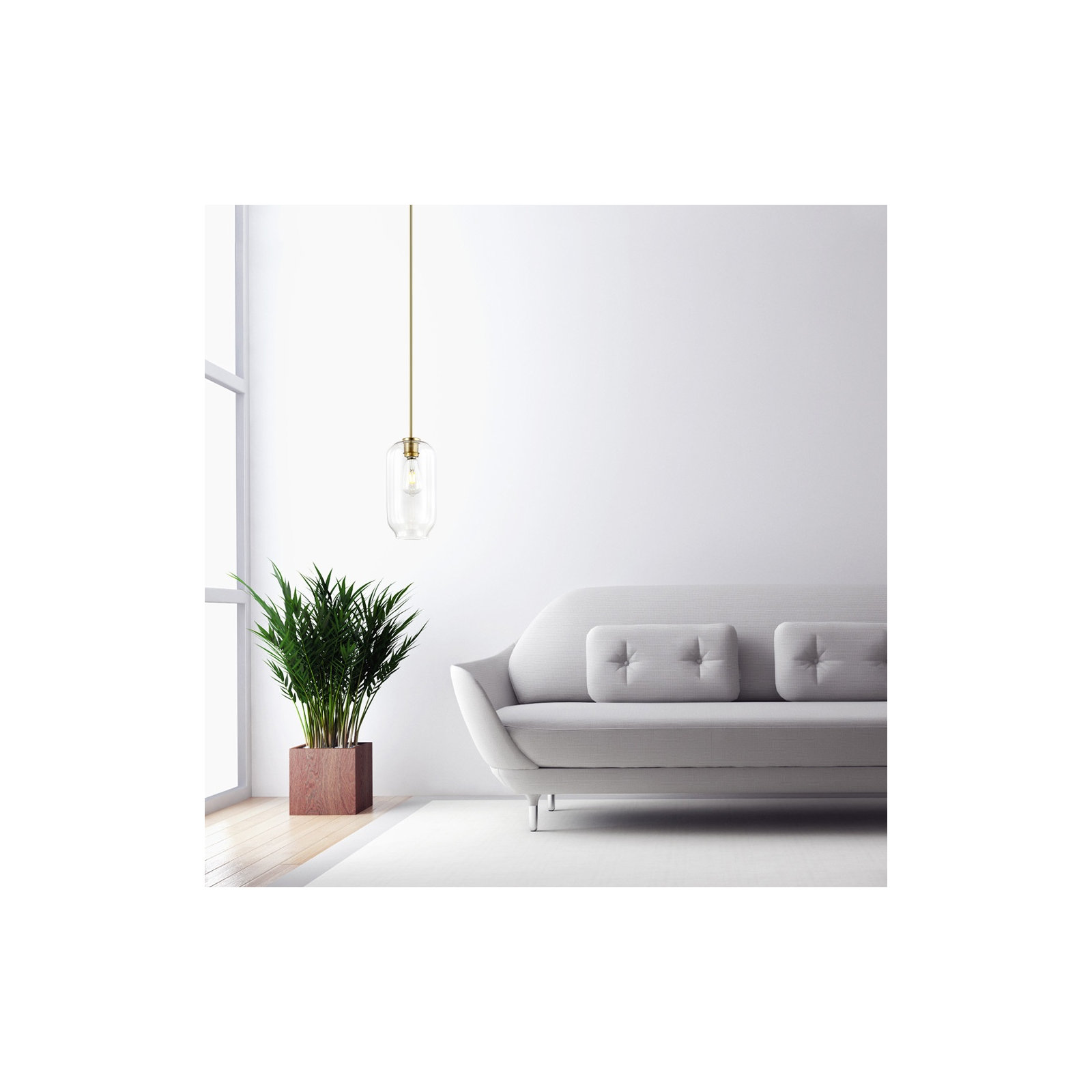 Olea Single Light Glass Dimmable Pendant, Clear