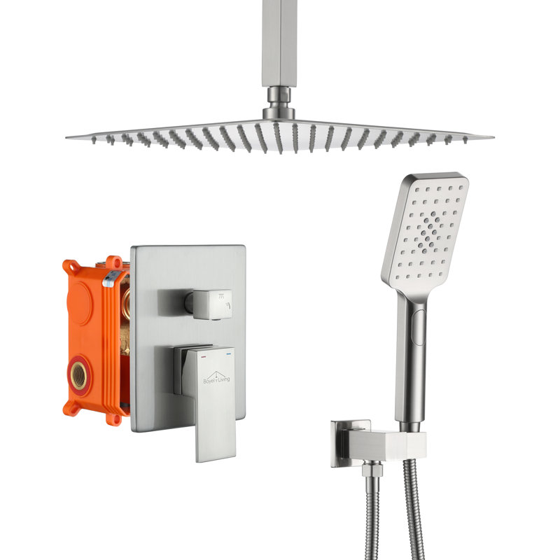 Système de douche complet avec valve brute, Nickel brossé