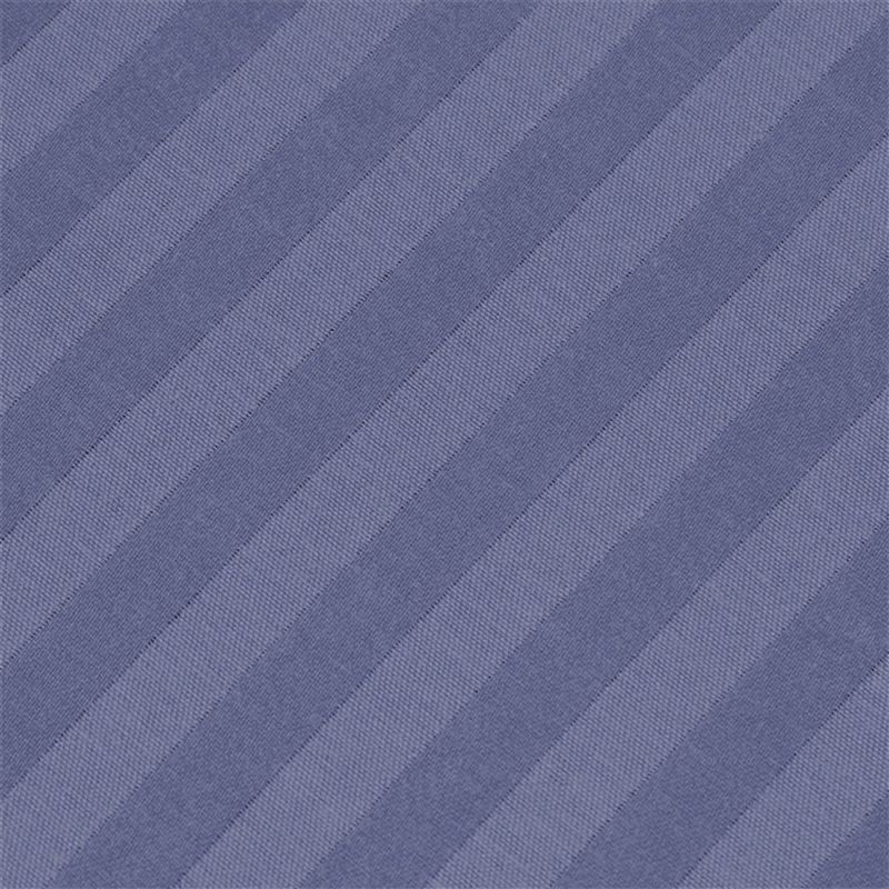 200 Thread Count Microfibre Stripe Fitted Sheet 40cm, Double (4'6), Washed Blue