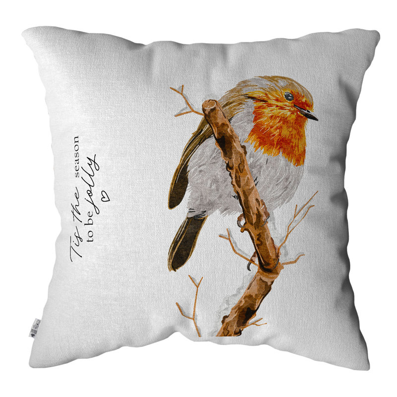Square Euro Cushion Cover, White Autumn Birds