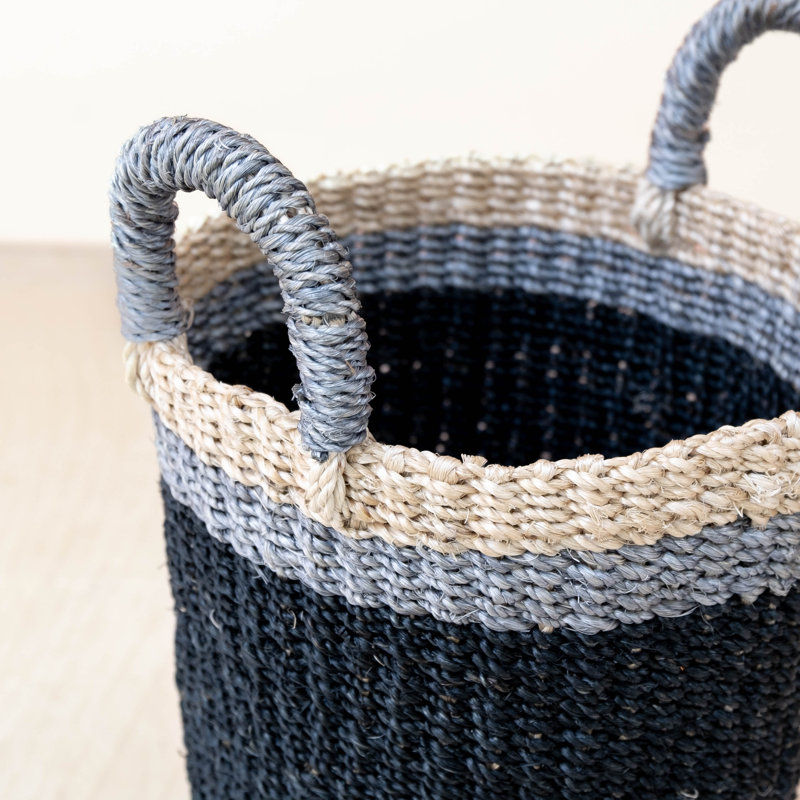 Olive Cylinder Vase Basket, Black