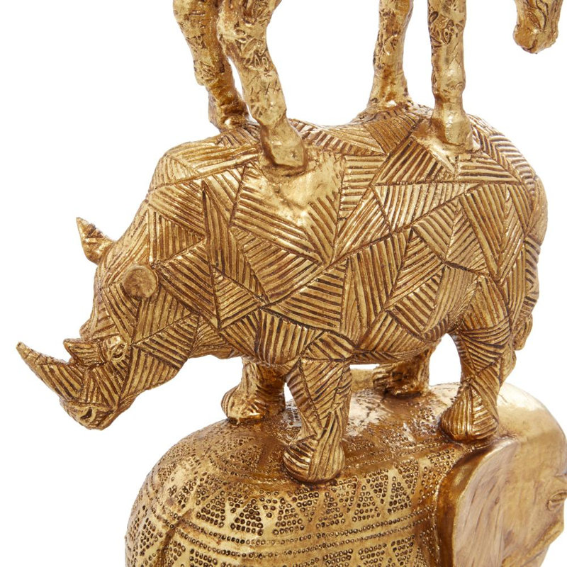 Kelecik Animals Figurines & Sculptures, Gold, 15.3" H x 10" W x 4.35" D