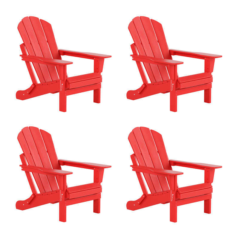 Chaise Adirondack pliante en PEHD Vinnie, Rouge