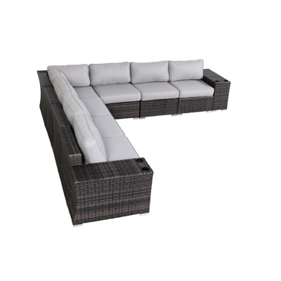 6 - Person Patio With Comfortable Seating, Weather , And Removable Cushion Covers For Outdoor Relaxation Covers, Integrated Cup Holders