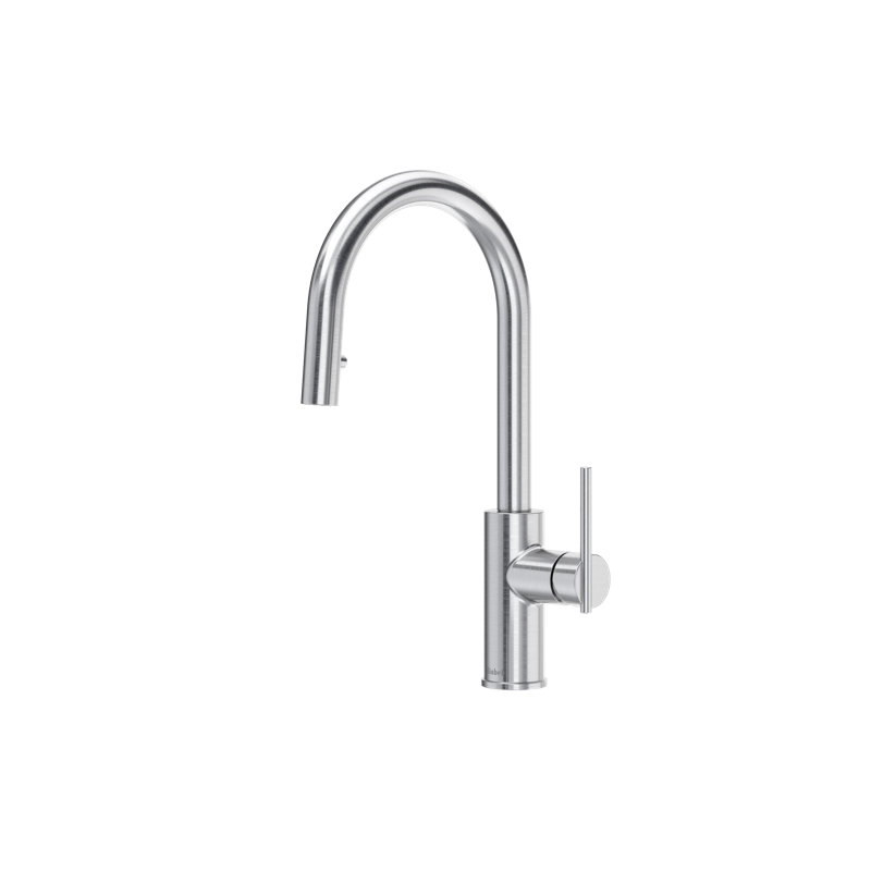 Robinet de cuisine rétractable latéral avec jet simple, Acier inoxydable