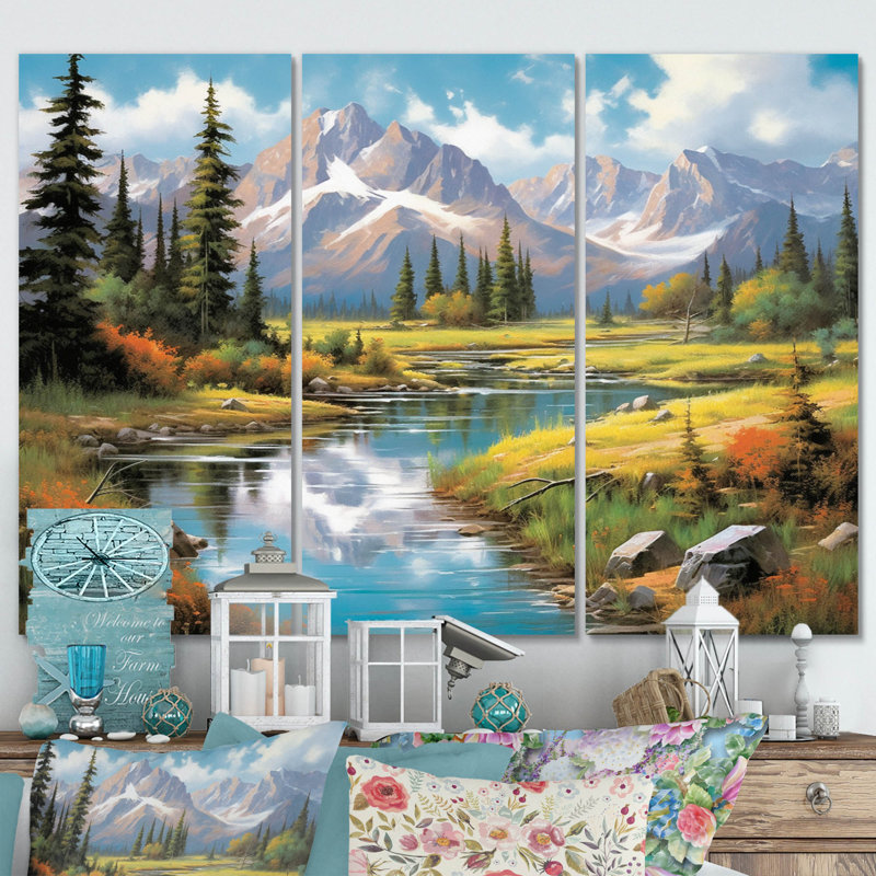 «Colorado Mountain Senerity I» sur toile, reproduction de 3 pièces, H 28 po x l 36 po x P 1 po