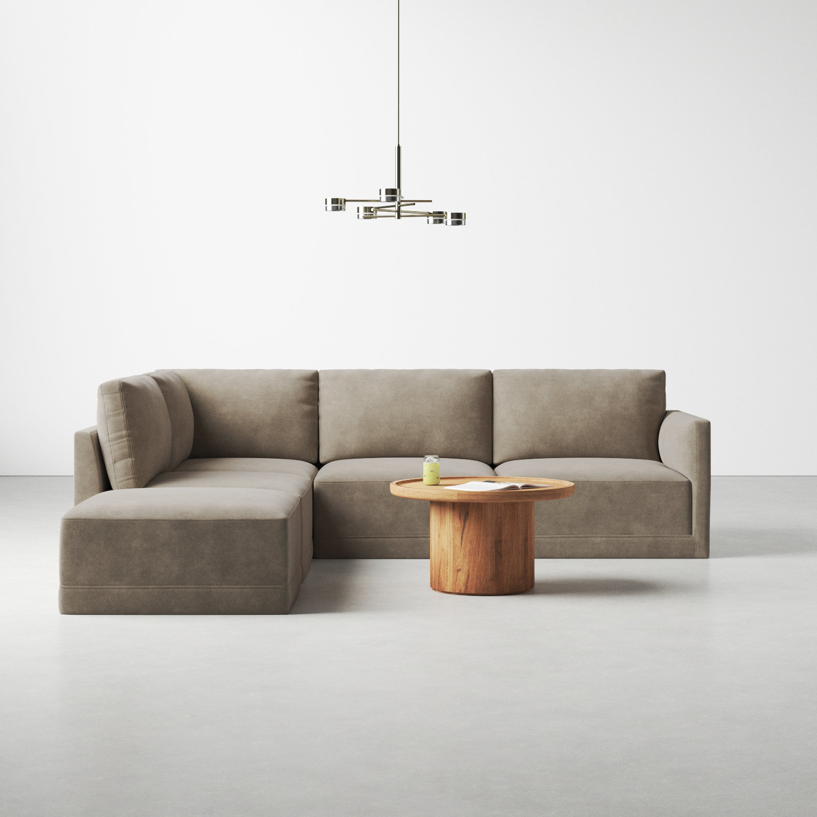 Deirdre Modular Upholstered Chaise L-Sectional, Taupe