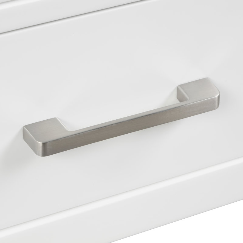 Ensemble de meuble-lavabo simple 48 po avec plateau en marbre de Carrare et miroir Kris, Blanc