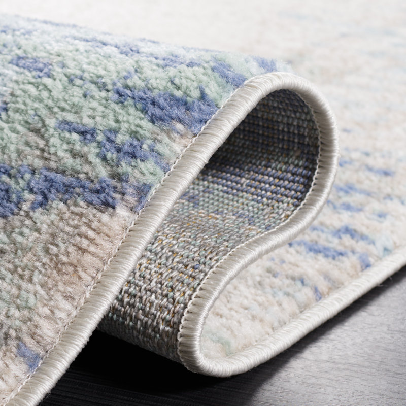 Tapis Strasser 504 en beige / gris-bleu, Rectangle 8 pi x 10 pi