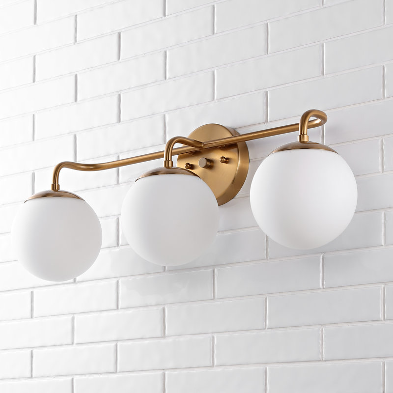 Ensemble de meuble-lavabo contemporain à 3 lumières Louis, Laiton doré, Trois lumières