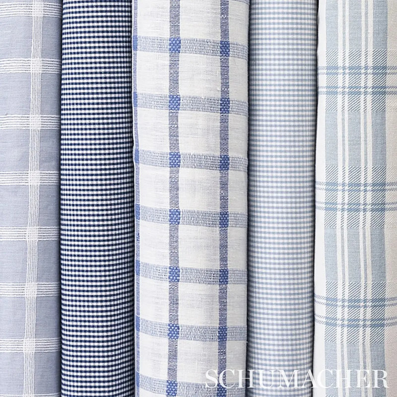 Pauline Check Casement Fabric, Chambray