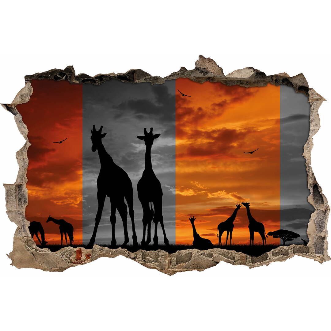 Wandtattoo Afrika Giraffen im Sonnenuntergang