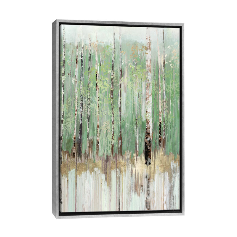 " Tree Essence II " Acrylic Painting, 60" H x 40" W x 1.5" D, Silver Framed Canvas, No Mat