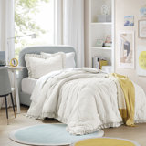 Phoebe Diamond Quilted Ruffle Edge Comforter Set