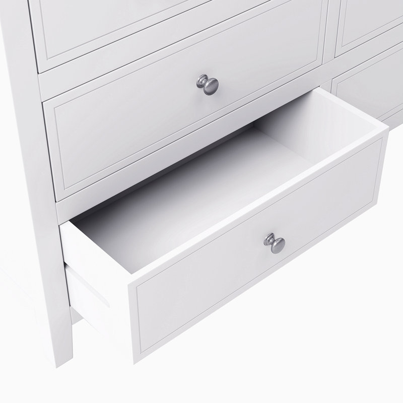 Commode 7 tiroirs en bois massif blanc