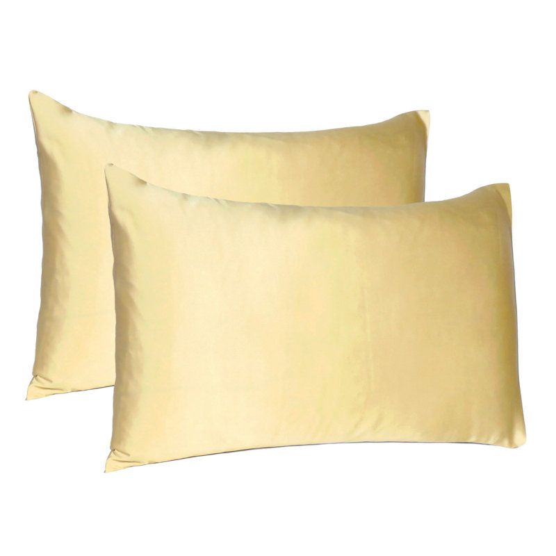 Taie d'oreiller en satin , Grand, Jaune pâle