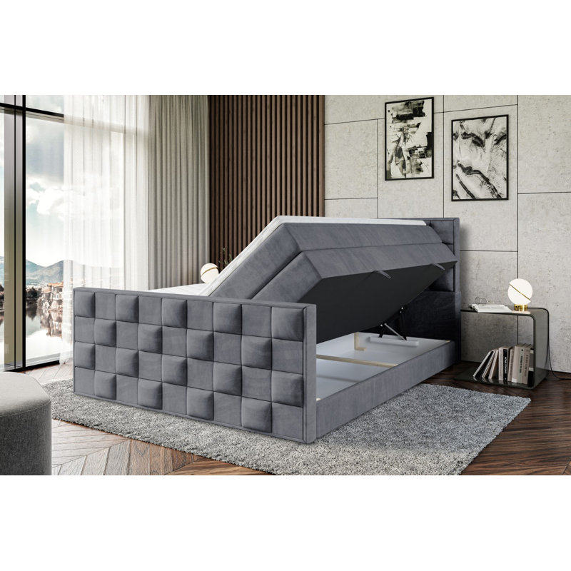 Brenen Pocket Spring Mattress Divan Bed Set, 180cm W x 200cm L, Dark gray