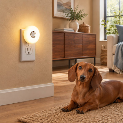 An edge-lit 8 cm cube panel forms this 0.7W plug-in LED nightlight, which combines 3 Color Temperatures with a dusk-to-dawn motion sensor.