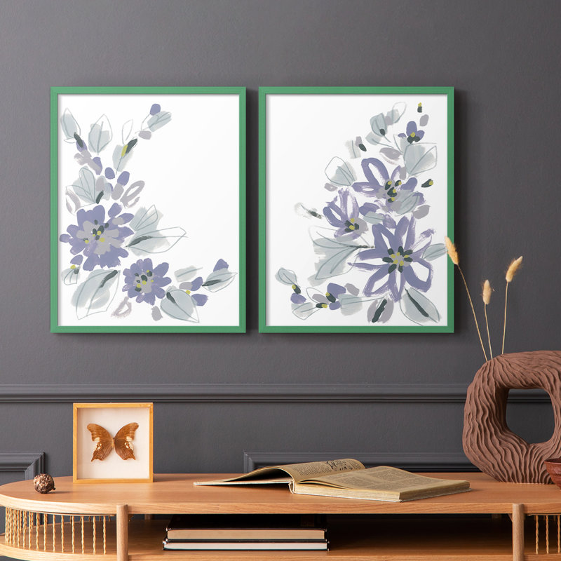 Periwinkle Patch III - reproduction encadrée de qualité supérieure - prête à être accrochée - aucun clou requis - aucun clou requis