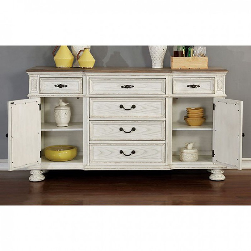 Surabaya 68'' Sideboard, Antique White/Brown