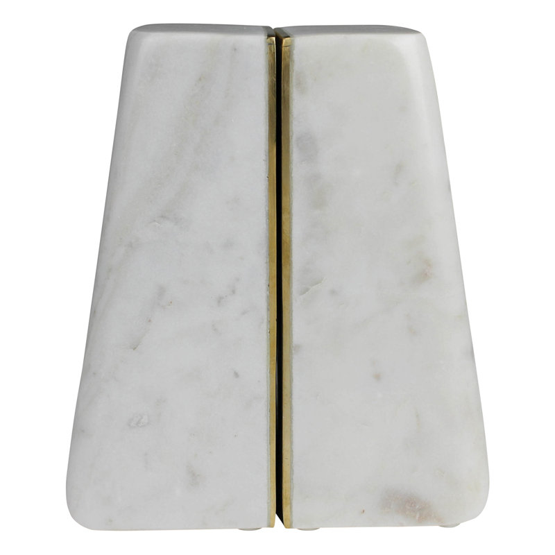 Cara Marble Bookend Pair With Brass Edges