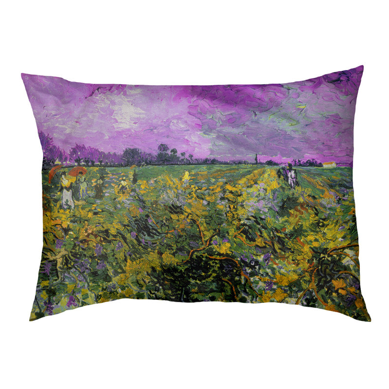 Coussin de création de vignoble Burk, Petit (L 29,5 po x l 19,5 po), Vert / mauve