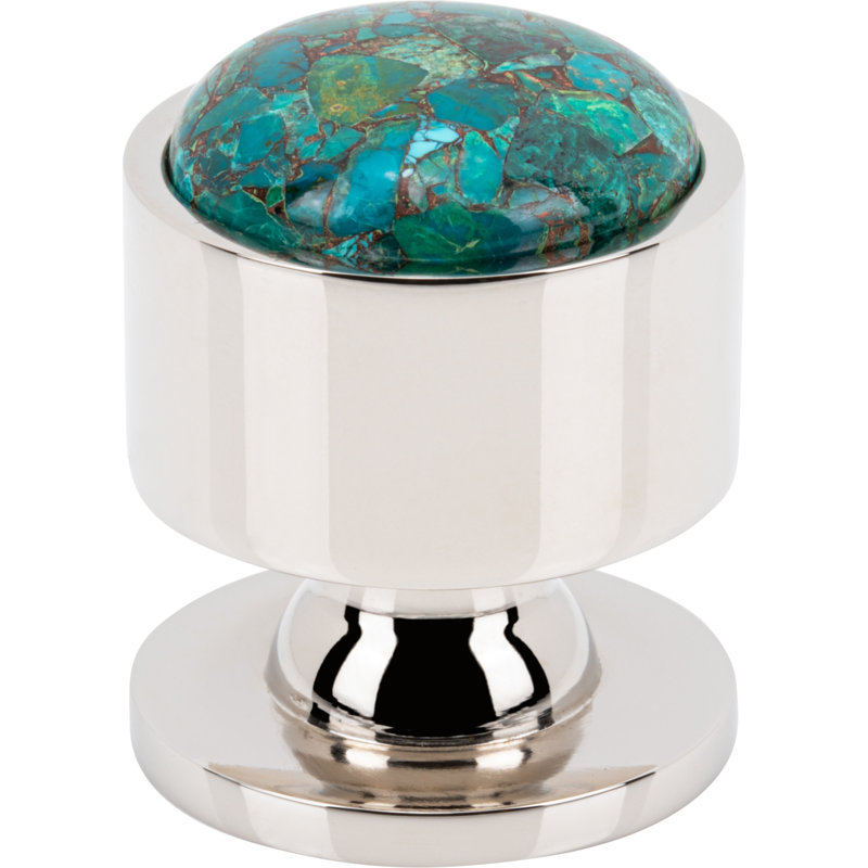 Firesky Diameter Knob, Mohave Turquoise, Polished Nickel, 1 3/8"
