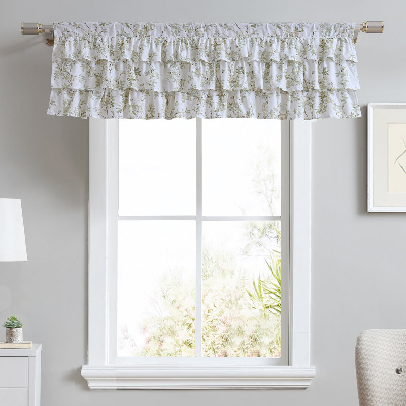 Light Green Cotton Rod Pocket Ruffled Valance