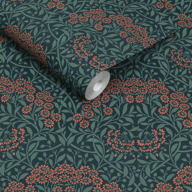 William Morris Michaelmas Daisy Midnight Wallpaper, Blue