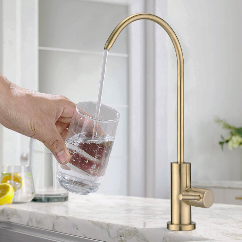 Robinet de filtre à eau de cuisine, robinet d'eau potable, Or brossé