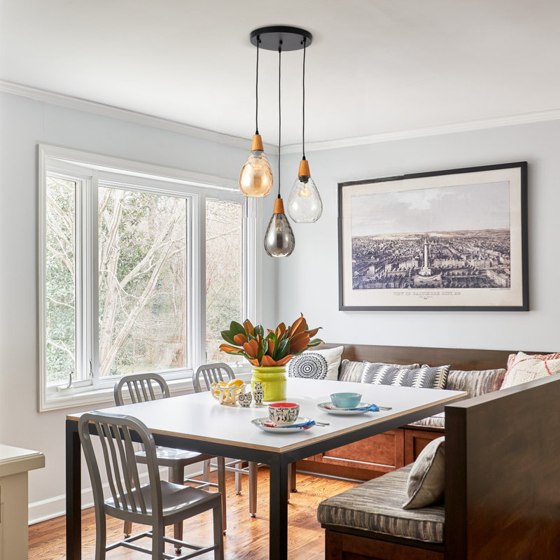 Cluster 3 Light Dimmable Glass Pendant with Different Lampshades Colors
