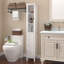 Armoire de rangement pour salle de bain de 66,92 po de hauteur avec tablettes réglables, armoire autoportante mince à 1 porte avec anti-basculement et compartiments ouverts