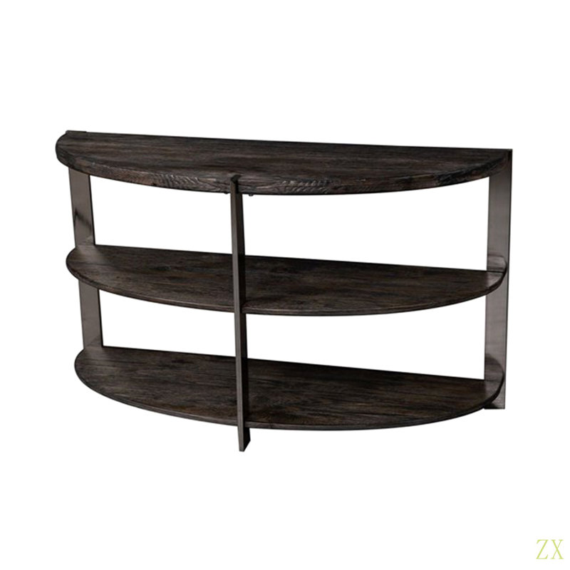 Console demi-lune avec 2 tablettes ouvertes