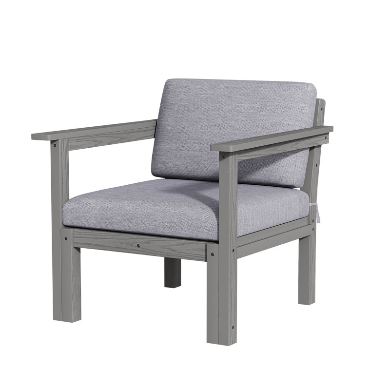  Fauteuil simple d'extérieur 30 po avec coussins 30 po, Gris, Gris