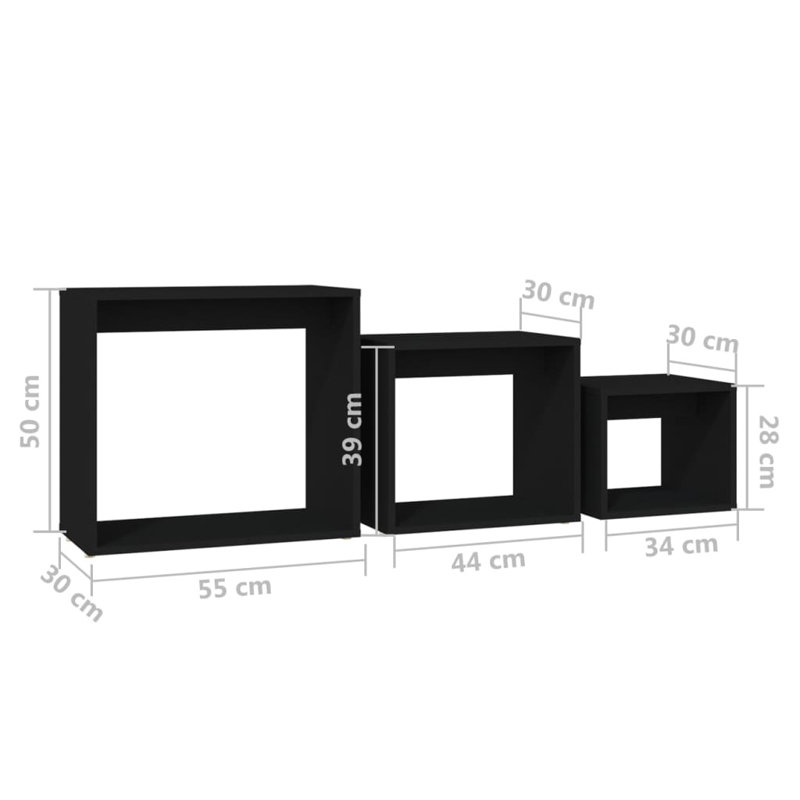 Glynna Floor Shelf Nesting Tables, Black, Black