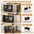 Kitchen Island With Extendable Dining Table For 1-2, Movable Kitchen Island With Storage Cabinet, Drawer, Side Spice Rack, Open Shelves And Led Lights-1298302638