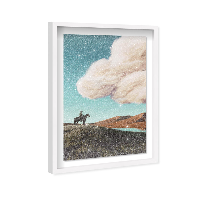 Cowboy Surreal Framed Graphic Art, 31.5"H x 21.5"W, White Shadowbox