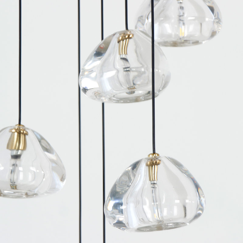 Grand lustre suspendu 16 lumières 118 po Rosenthal, Chrome chrome