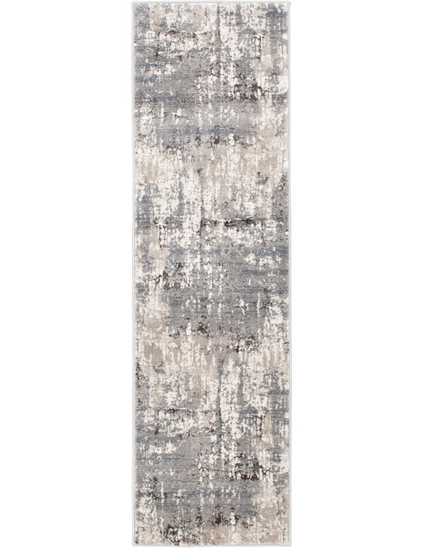 Tapis gris / ivoire Higginsville, Tapis de couloir 2 pi 3 po x 7 pi 7 po