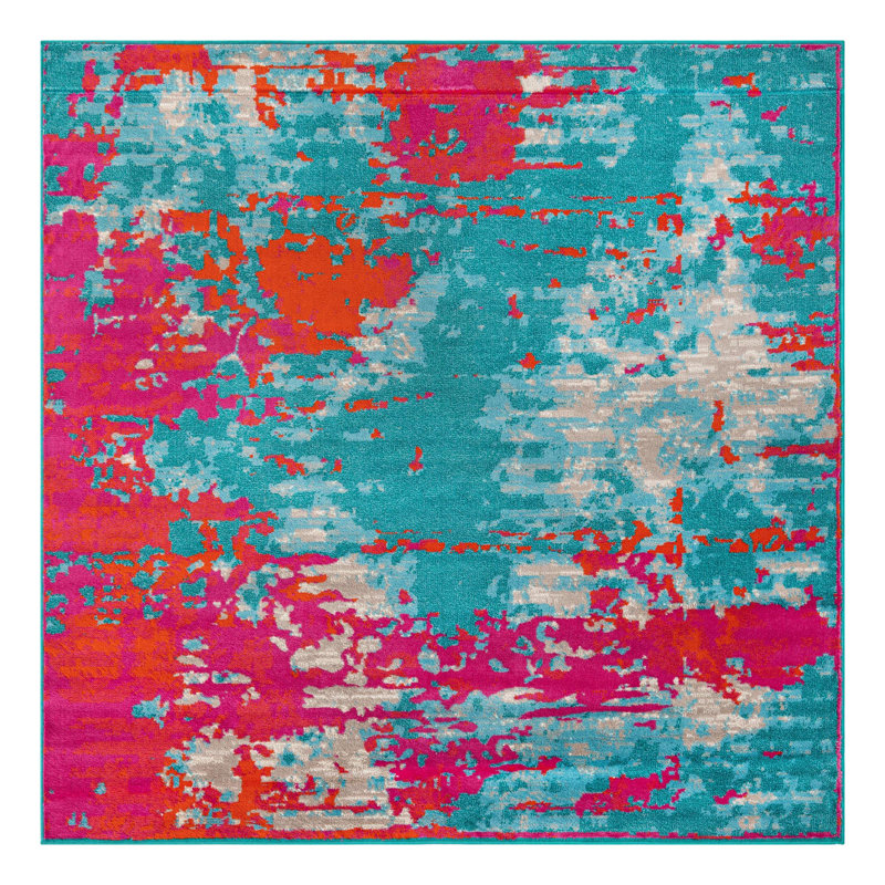 Abstract Indoor Rug, Square 7'10"