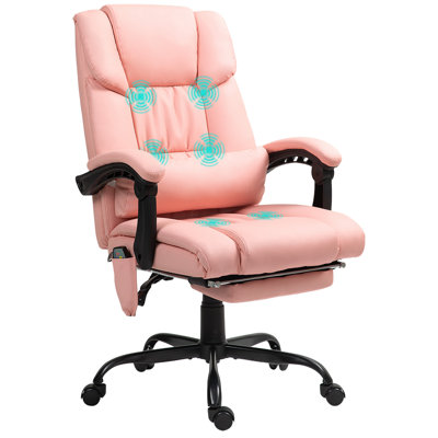 High Back Massage Office Chair with 6 Vibration Points, PU Leather Reclining Computer Chair, Ergonomic Desk Chair with Footrest Adjustable Height and