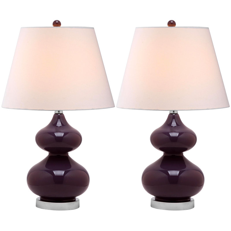 Lampe de table en verre Courtney, Mauve foncé