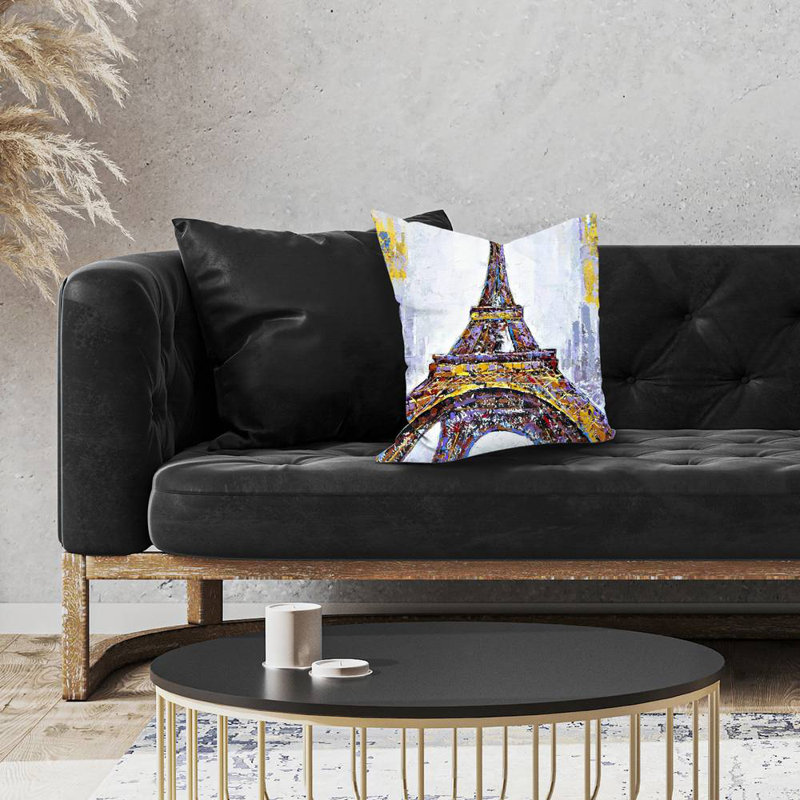 Paint Splash Eiffel Tower Square Pillow Cover & Insert, 26x26, Polyester/Polyfill