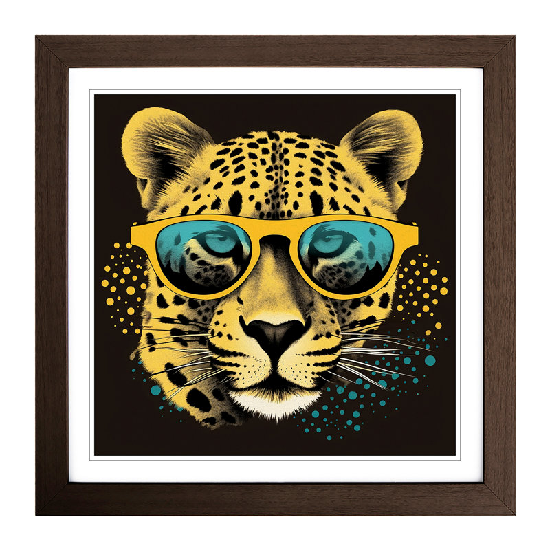 Cheetah Retro No.2 - Framed Print, Walnut