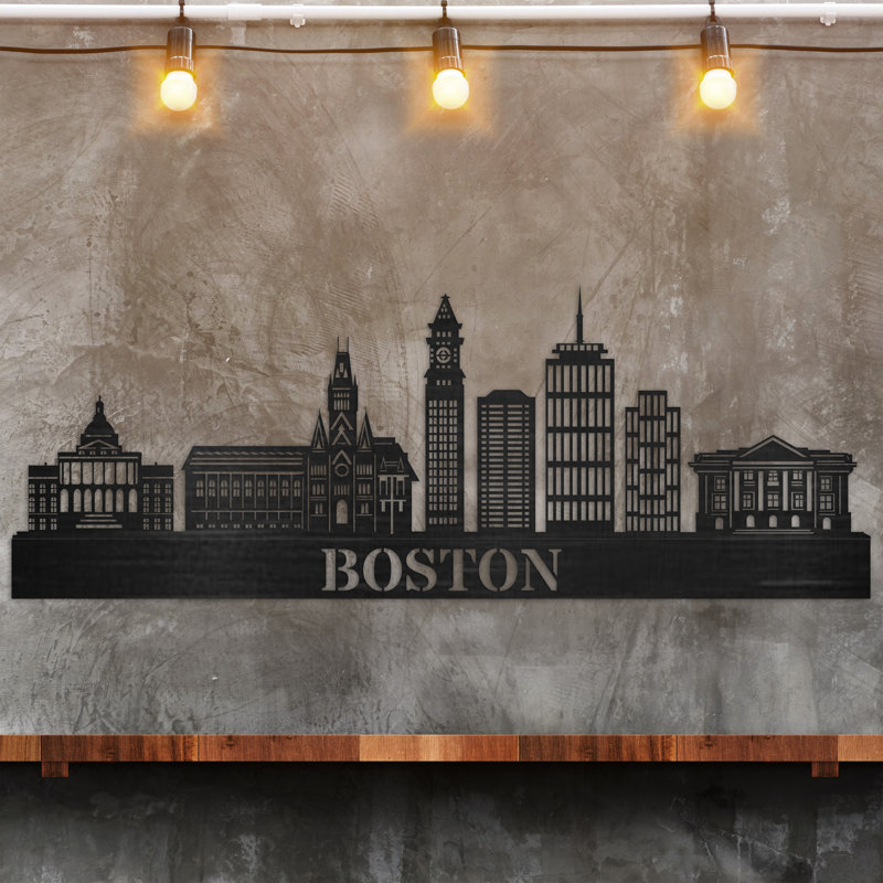 Décoration murale Boston City, H 13,50 po x l 47 po x P 0,25 po, Naturel
