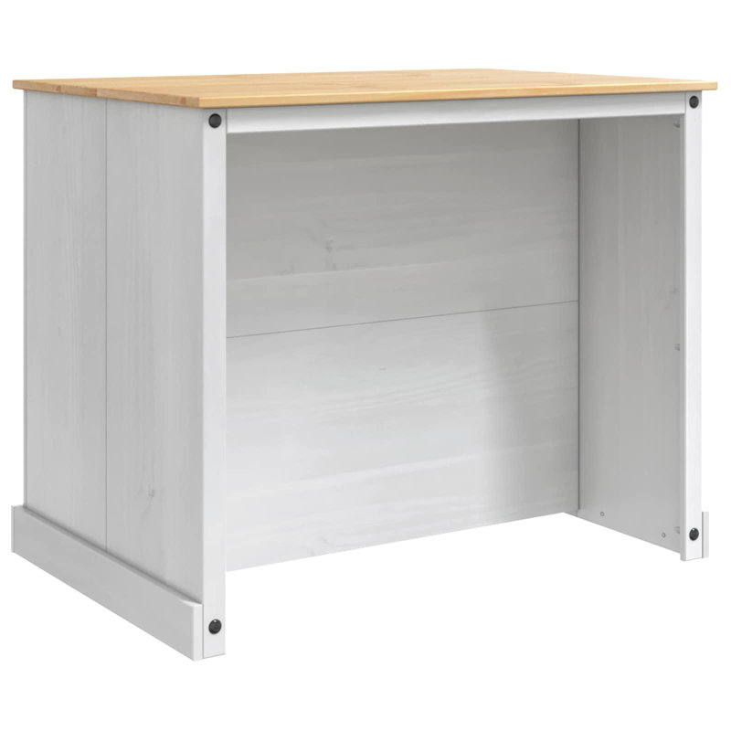 Solid Wood Kitchen Island, White