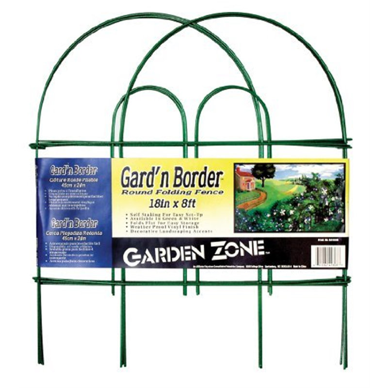 Garden Zone Green Metal Border Fencing, 18'' H x 96'' W