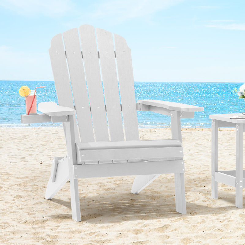 Chaise Adirondack pliante en plastique Ramilla, Blanc